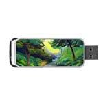 Landscape Illustration Nature Forest River Water Portable USB Flash (One Side) Front