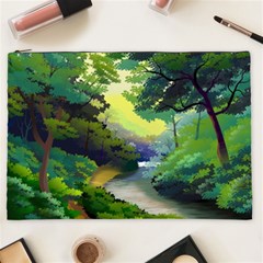 Landscape Illustration Nature Forest River Water Cosmetic Bag (xxl) by Mog4mog4