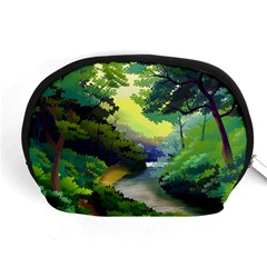 Landscape Illustration Nature Forest River Water Accessory Pouch (medium) by Mog4mog4