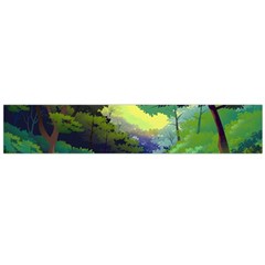 Landscape Illustration Nature Forest River Water Large Premium Plush Fleece Scarf 