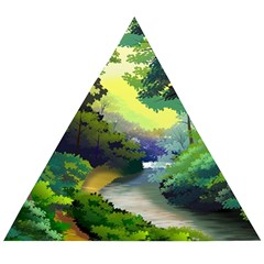 Landscape Illustration Nature Forest River Water Wooden Puzzle Triangle by Mog4mog4