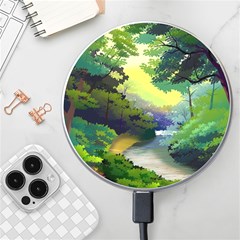 Landscape Illustration Nature Forest River Water Wireless Fast Charger(white) by Mog4mog4