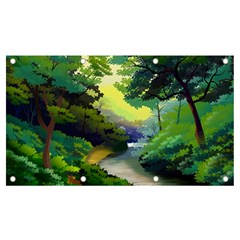 Landscape Illustration Nature Forest River Water Banner And Sign 7  X 4  by Mog4mog4