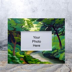 Landscape Illustration Nature Forest River Water White Tabletop Photo Frame 4 x6  by Mog4mog4