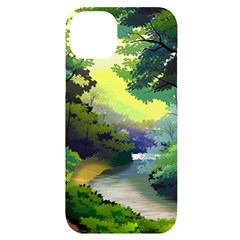 Landscape Illustration Nature Forest River Water Iphone 14 Plus Black Uv Print Case by Mog4mog4