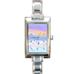 Vector Winter Landscape Sunset Evening Snow Rectangle Italian Charm Watch