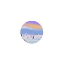 Vector Winter Landscape Sunset Evening Snow 1  Mini Buttons