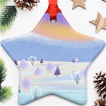 Vector Winter Landscape Sunset Evening Snow Ornament (Star) Front