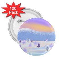 Vector Winter Landscape Sunset Evening Snow 2 25  Buttons (100 Pack) 