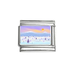 Vector Winter Landscape Sunset Evening Snow Italian Charm (9mm)