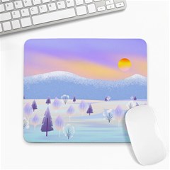 Vector Winter Landscape Sunset Evening Snow Large Mousepad