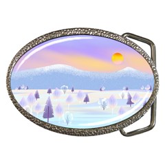 Vector Winter Landscape Sunset Evening Snow Belt Buckles