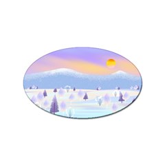 Vector Winter Landscape Sunset Evening Snow Sticker (oval) by Mog4mog4