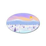 Vector Winter Landscape Sunset Evening Snow Sticker (Oval) Front