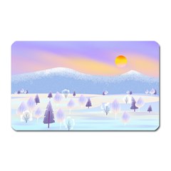 Vector Winter Landscape Sunset Evening Snow Magnet (rectangular)