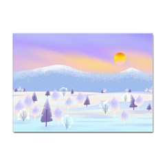 Vector Winter Landscape Sunset Evening Snow Sticker A4 (10 Pack)