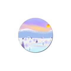 Vector Winter Landscape Sunset Evening Snow Golf Ball Marker (4 Pack) by Mog4mog4