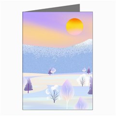 Vector Winter Landscape Sunset Evening Snow Greeting Cards (pkg Of 8) by Mog4mog4