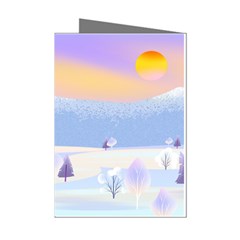 Vector Winter Landscape Sunset Evening Snow Mini Greeting Cards (pkg Of 8) by Mog4mog4