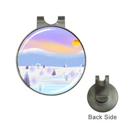 Vector Winter Landscape Sunset Evening Snow Hat Clips With Golf Markers