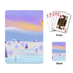 Vector Winter Landscape Sunset Evening Snow Playing Cards Single Design (rectangle)