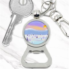 Vector Winter Landscape Sunset Evening Snow Bottle Opener Key Chain