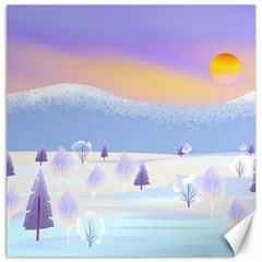 Vector Winter Landscape Sunset Evening Snow Canvas 12  X 12  by Mog4mog4