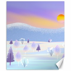 Vector Winter Landscape Sunset Evening Snow Canvas 20  X 24  by Mog4mog4