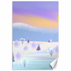 Vector Winter Landscape Sunset Evening Snow Canvas 24  X 36 