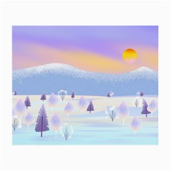 Vector Winter Landscape Sunset Evening Snow Small Glasses Cloth (2 Sides)