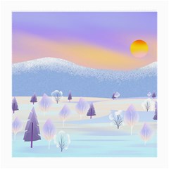 Vector Winter Landscape Sunset Evening Snow Medium Glasses Cloth (2 Sides)