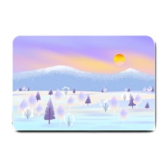 Vector Winter Landscape Sunset Evening Snow Small Doormat