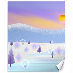 Vector Winter Landscape Sunset Evening Snow Canvas 11  X 14  by Mog4mog4