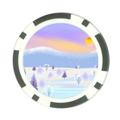 Vector Winter Landscape Sunset Evening Snow Poker Chip Card Guard by Mog4mog4