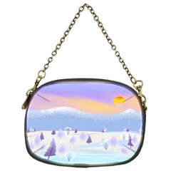 Vector Winter Landscape Sunset Evening Snow Chain Purse (one Side)