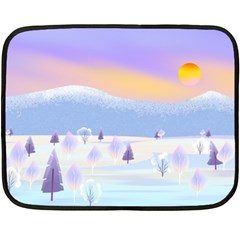 Vector Winter Landscape Sunset Evening Snow Two Sides Fleece Blanket (mini)