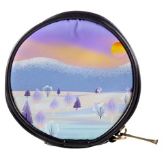 Vector Winter Landscape Sunset Evening Snow Mini Makeup Bag by Mog4mog4