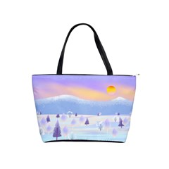 Vector Winter Landscape Sunset Evening Snow Classic Shoulder Handbag