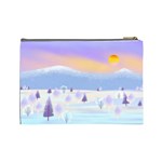 Vector Winter Landscape Sunset Evening Snow Cosmetic Bag (Large) Back