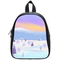 Vector Winter Landscape Sunset Evening Snow School Bag (small)