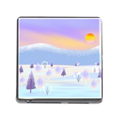 Vector Winter Landscape Sunset Evening Snow Memory Card Reader (square 5 Slot)