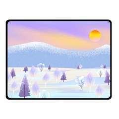 Vector Winter Landscape Sunset Evening Snow Fleece Blanket (small)