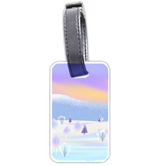 Vector Winter Landscape Sunset Evening Snow Luggage Tag (one Side)