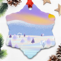 Vector Winter Landscape Sunset Evening Snow Ornament (snowflake)