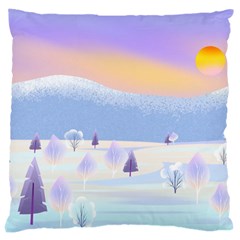 Vector Winter Landscape Sunset Evening Snow Large Cushion Case (one Side)