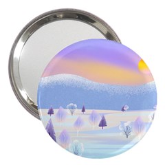 Vector Winter Landscape Sunset Evening Snow 3  Handbag Mirrors