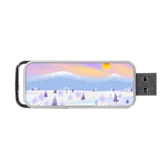 Vector Winter Landscape Sunset Evening Snow Portable Usb Flash (one Side)