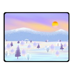 Vector Winter Landscape Sunset Evening Snow Two Sides Fleece Blanket (small)