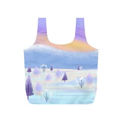 Vector Winter Landscape Sunset Evening Snow Full Print Recycle Bag (s)