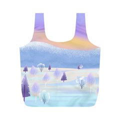 Vector Winter Landscape Sunset Evening Snow Full Print Recycle Bag (m)